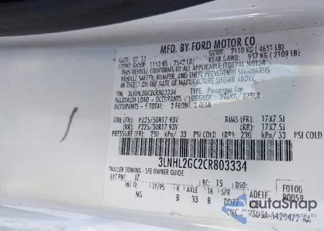 2012 Lincoln Mkz z USA, uszkodzony, nr VIN 3LNHL2GC2CR803334